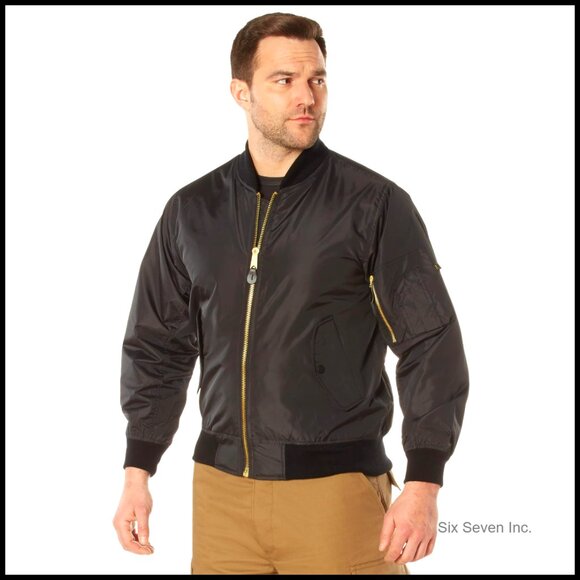 Lightweight Nylon Bomber Jacket Military Style Utility Pocket Reversible Lining